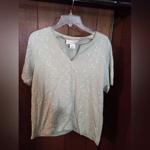 Cathy Daniel's Sage Green short sleeved Shirt Size M